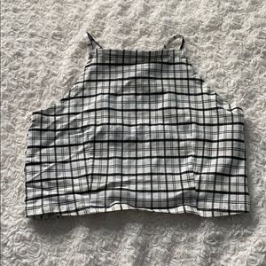 Plaid cross back halter top